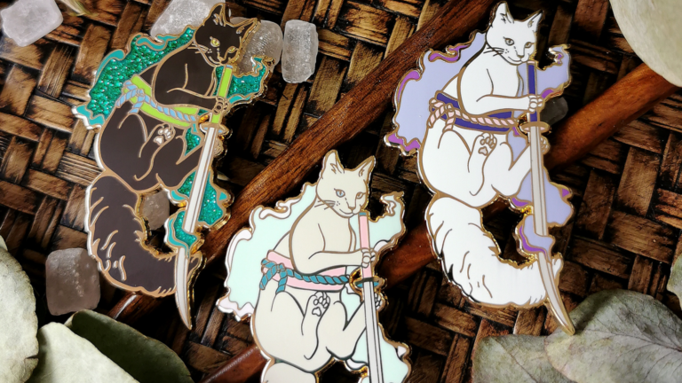 Cat Wrath Sinful Seven No. 4 – Hard Enamel Pin – Gold