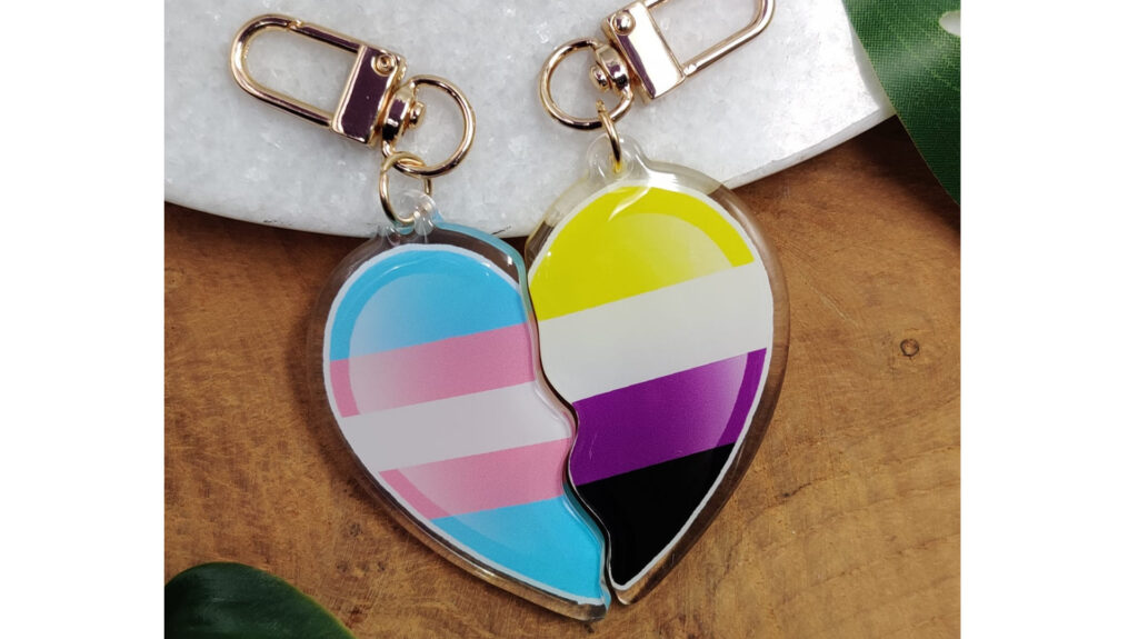 lgbtqia+ heart keychains