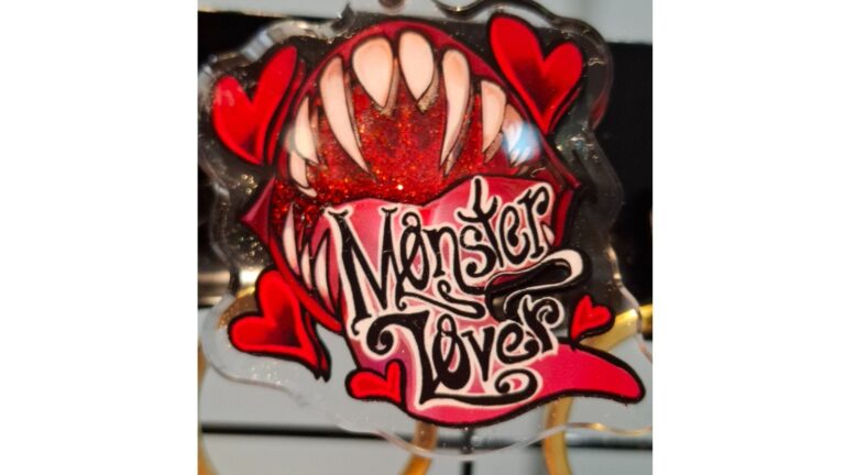 Monster Lover Red Glitter Keychain