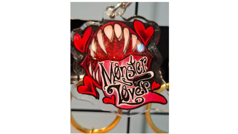 Monster Lover Red Glitter Keychain
