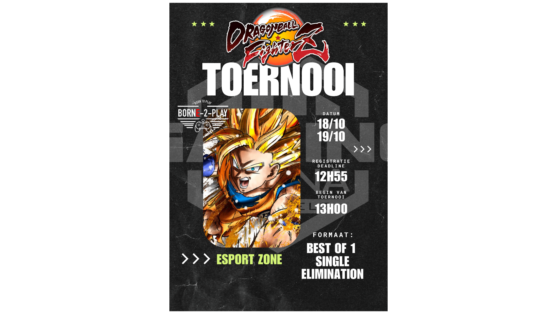 FighterZ-toernooi op een arcademachine