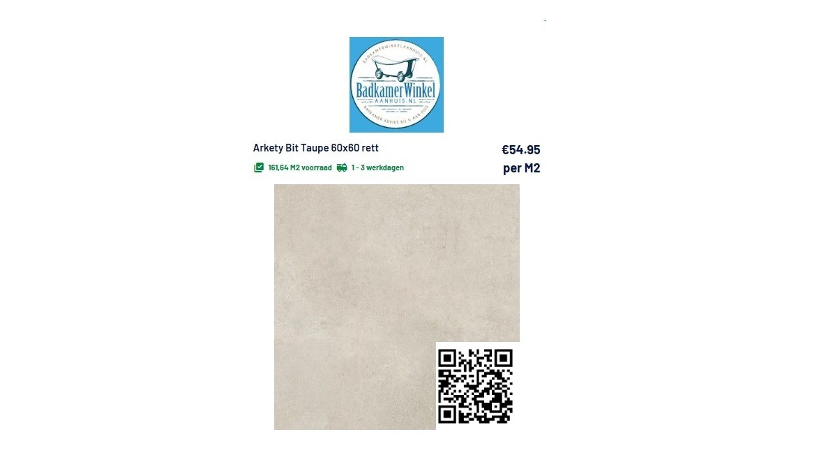 Qr code systeem voor het scannen van tegels en sanitair