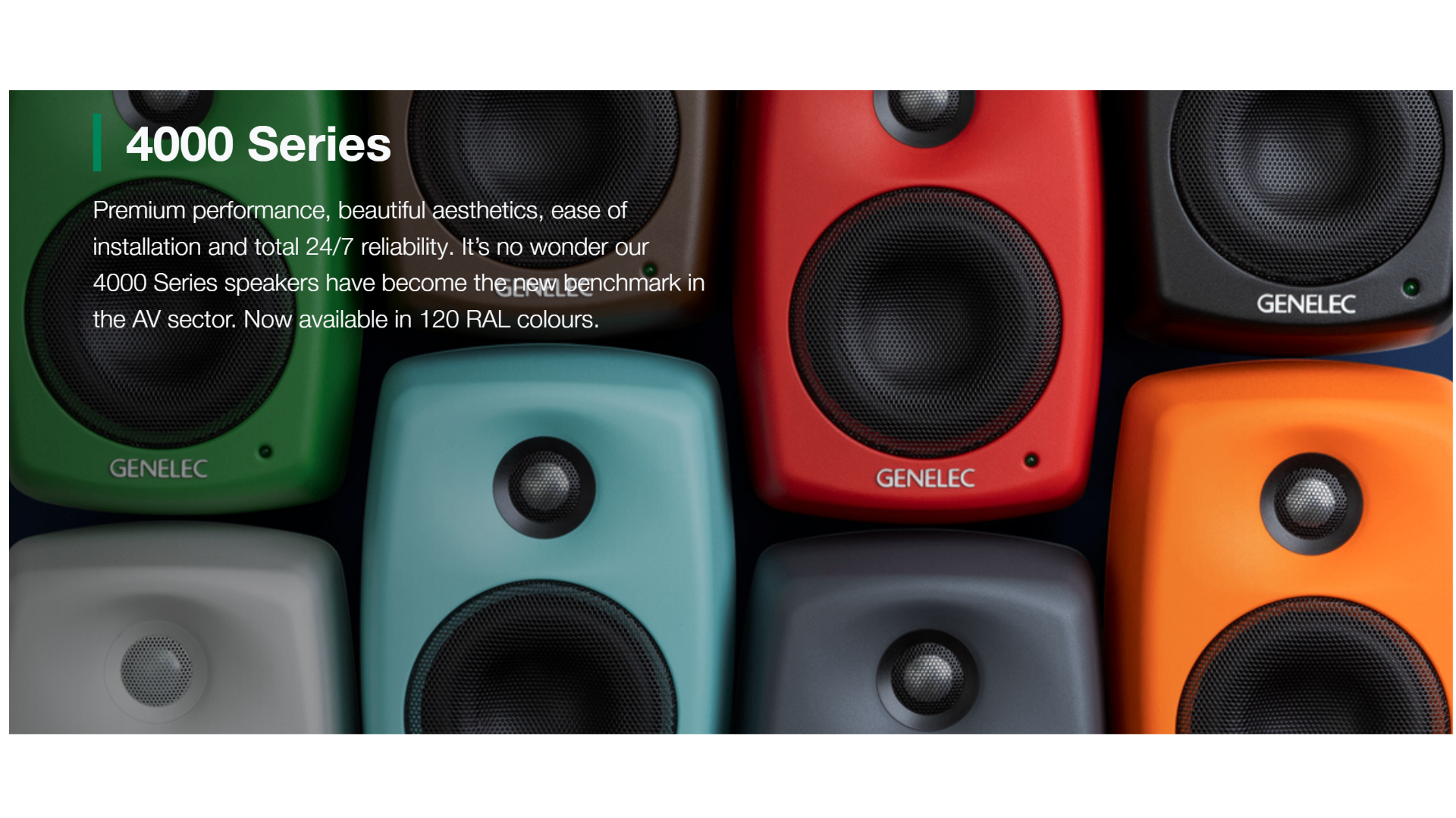 Genelec 4000 series actieve installatie luidsprekers, analoog of Dante