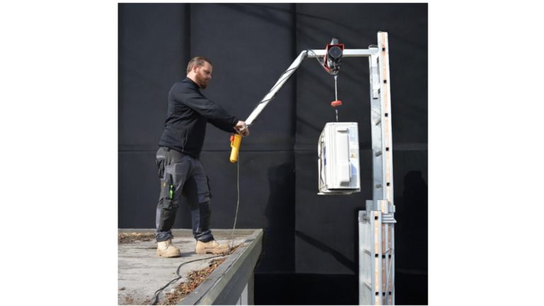 NIEUW! HVAC lift – slim en veilig airco units en warmtepompen tot 90 kg op het dak hijsen.