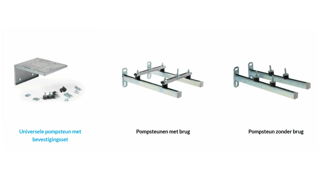 pomp ondersteuningen universeel, met en zonder brug