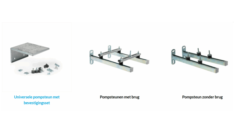 pomp ondersteuningen universeel, met en zonder brug