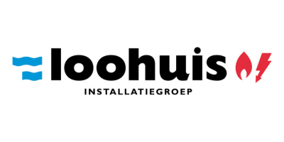 Logo van Loohuis Installatiegroep met blauw en rood symbool