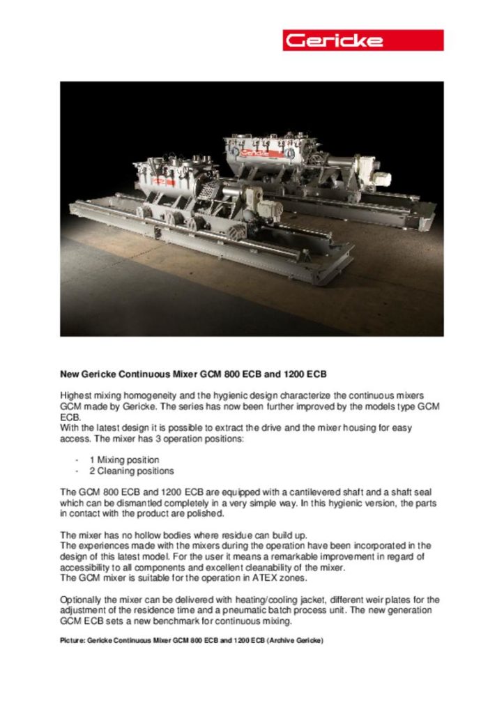 Gericke Continuous Mixer GCM ECB