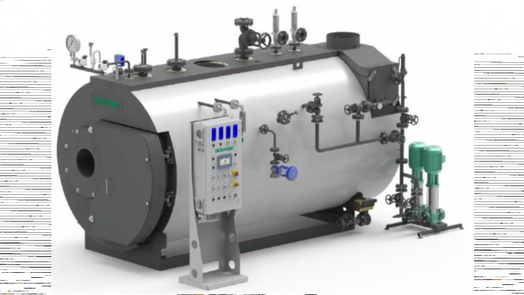 Unical Steam boiler BAHR’12 1.250 kg 12 bar 3-treks