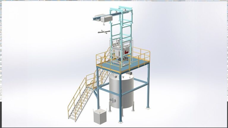 Big bag unloading station to mixer or conveyor