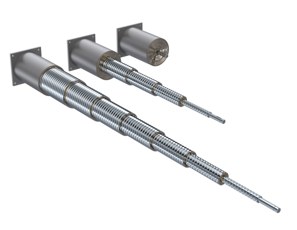 Multi-stage telescopic screw drive M-TEG