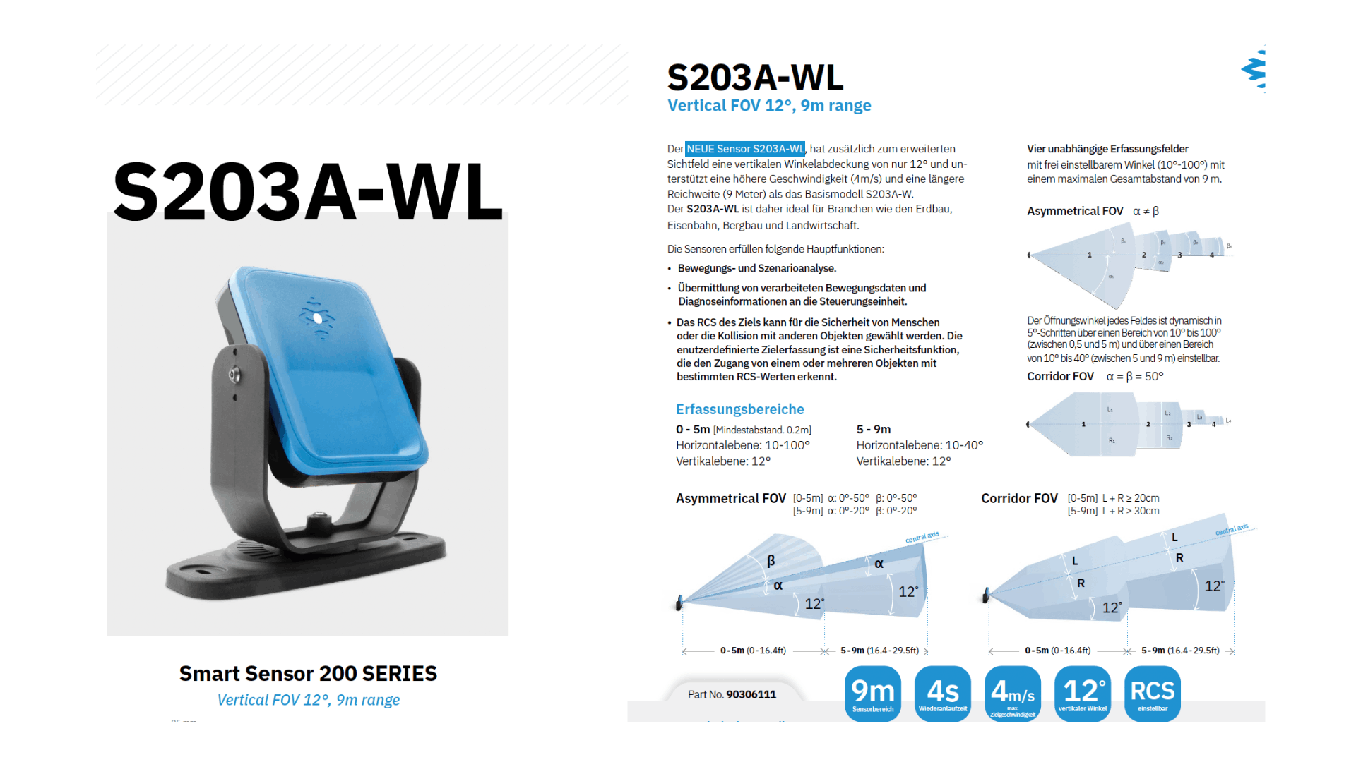 Der neue Radarsensor S203A-WL – perfekt für AGV’s  (auch im Outdoor Bereich)