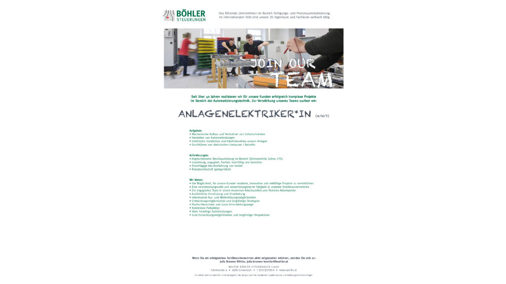 Anlagenelektriker*In (M/W/D)