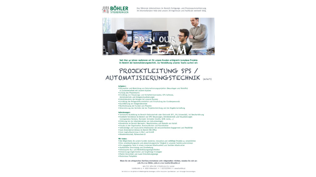 Projektleitung SPS/Automatisierungstechnik (M/W/D)