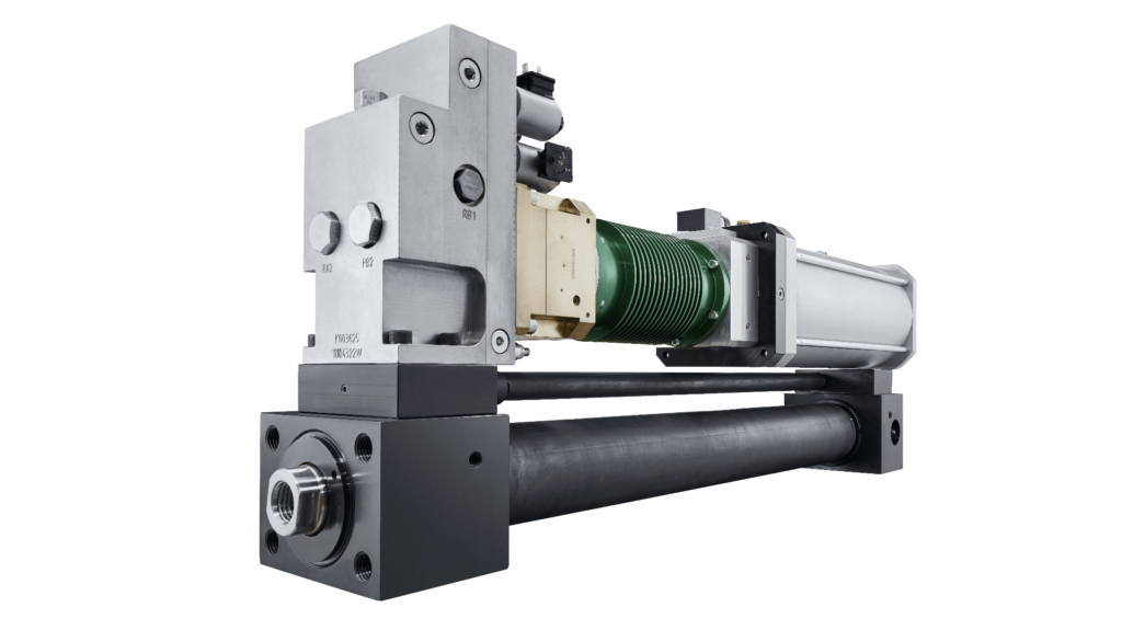 New and revolutionary! The e-ahp electro-hydraulic linear actuator combines the advantages of electric (clean, maintenance-free, easy connection) and hydraulic drive systems (high forces, high speeds). A groundbreaking product!