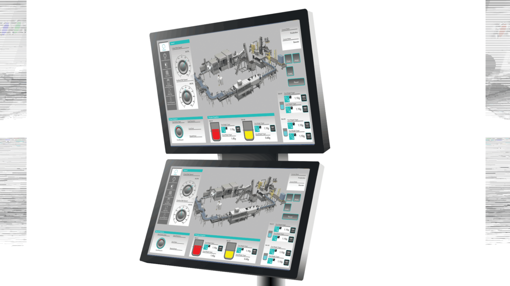 Industrie PCs oder Monitore als Doppelanzeige für Tragarmmontage