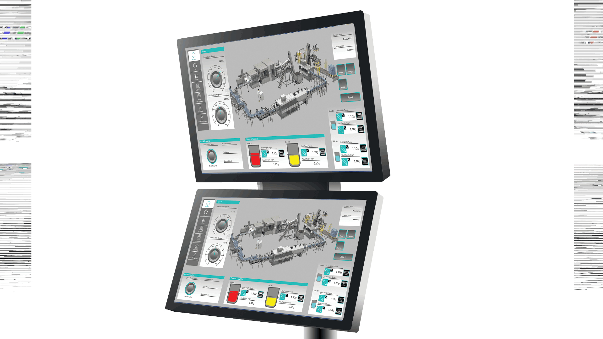 Industrie PCs oder Monitore als Doppelanzeige für Tragarmmontage