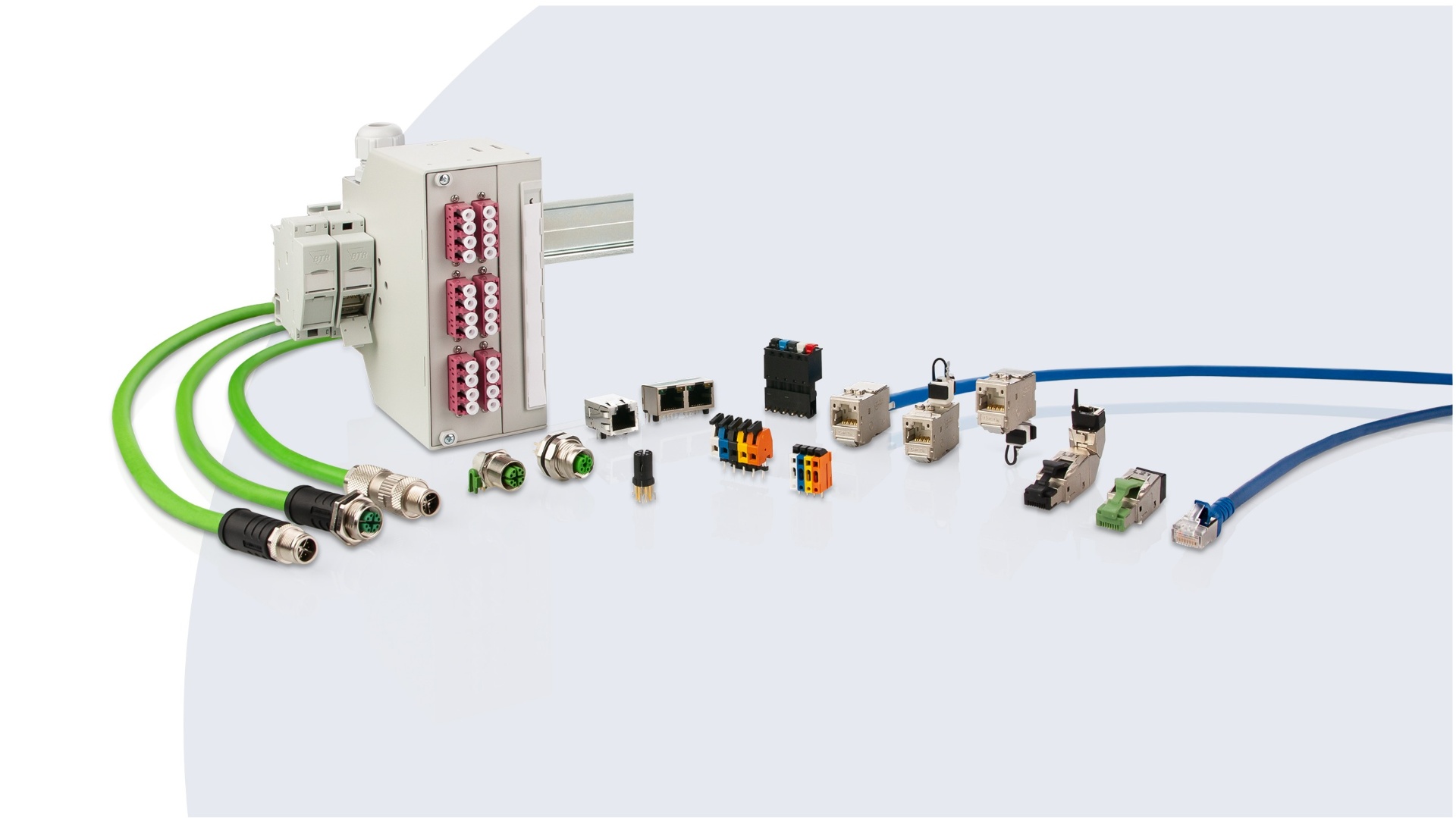 Connection technology for devices, control cabinets and systems