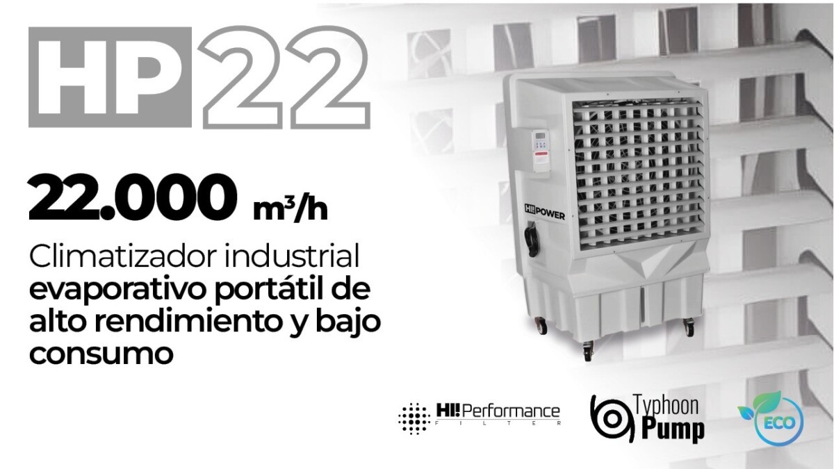 Climatizador industrial evaporativo portátil de alto rendimiento y bajo consumo