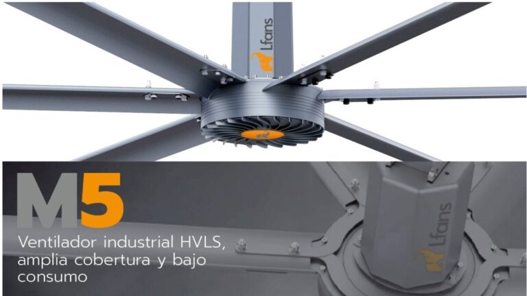 Ventilador magnético industrial HVLS, amplia cobertura y bajo consumo M5