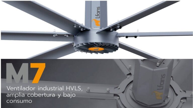 Ventilador magnético industrial HVLS, amplia cobertura y bajo consumo M7