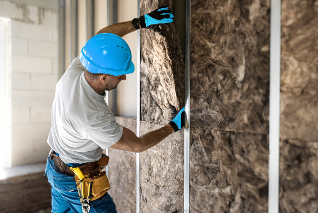 Glaswol isolatie scheidingswand