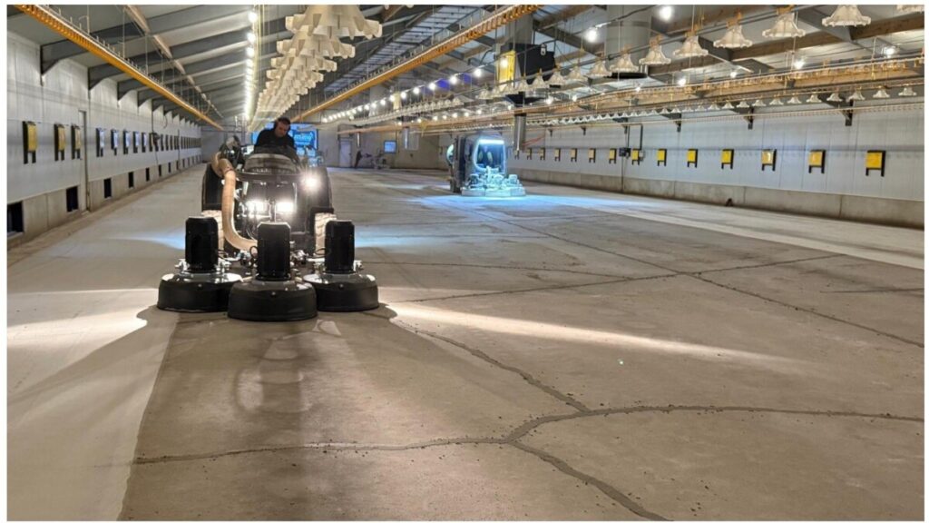 Rénovation du sol en béton dans les poulaillers