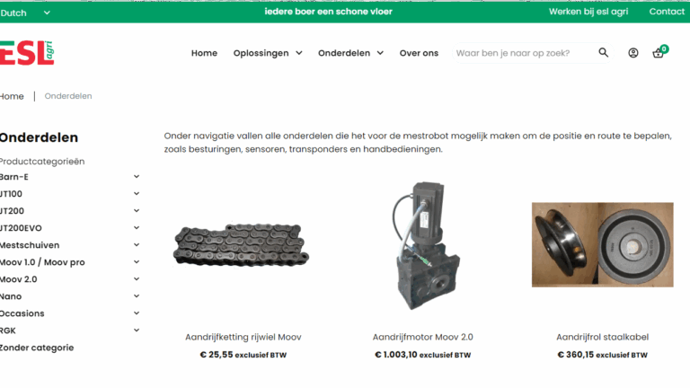 Onderdelen webshop