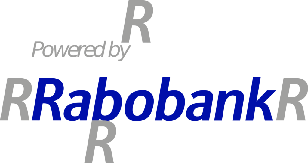 Logo van Rabobank met Powered by R