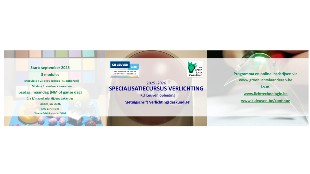 Specialisatiecursus Verlichting – KU Leuven getuigschrift Verlichtingsdeskundige