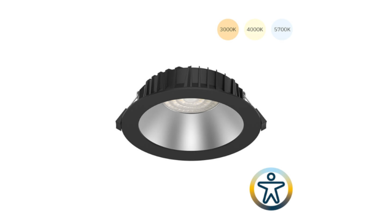 Downl refl. matt | Ø170mm | black | 3-CCT | 6~15W | EU plug