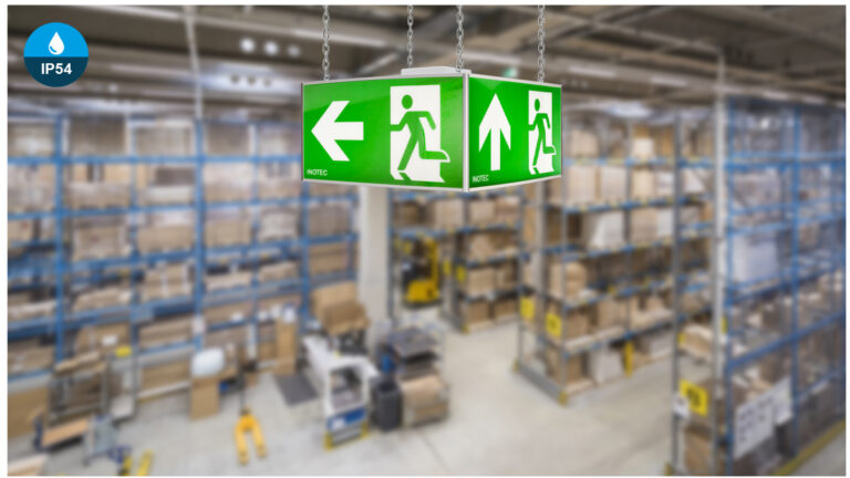 INOTEC BNP 24XX serie vierkante vluchtroutearmaturen voor grote ruimtes