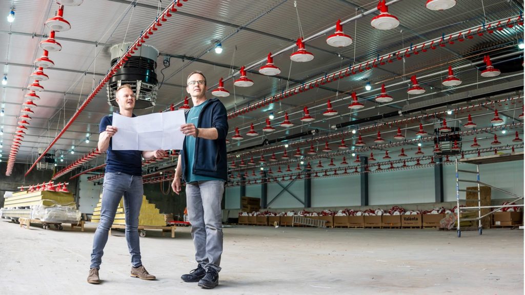 Nieuwbouw vleeskuikenstallen met moderne technieken in Schaijk
