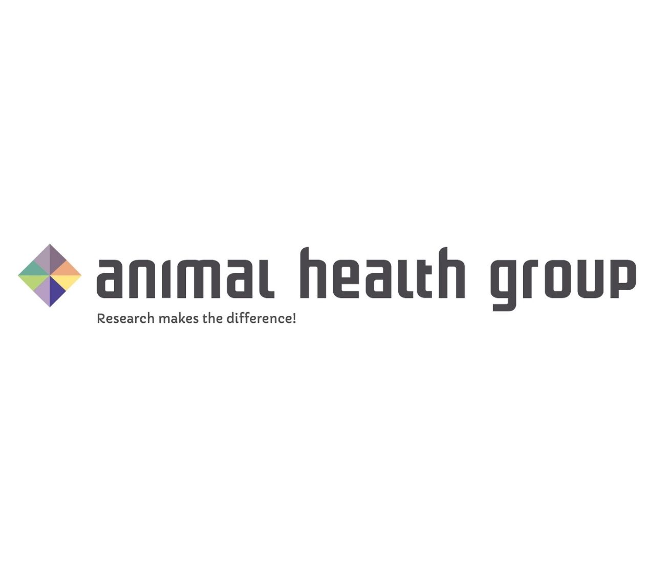 Logo van Animal Health Group met kleurrijk ruitvormig icoon