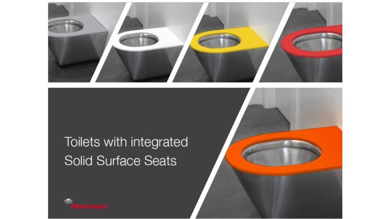 RVS toilet met vaste zitting voor de utiliteit.