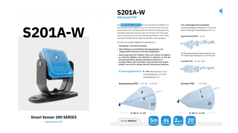 Der Radarsensor S201A-W mit erweitertem Sichtfeld
