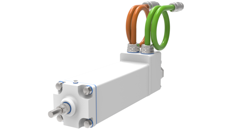 EXLAR GTF: IP69K-kompatibler linearer Stellzylinder für die Lebensmittelverarbeitung. Zum Pressen, Positionieren, Dosieren, Füllen, Formen, Schneiden. Max. 12 kN, 1270 mm/s, Hübe bis zu 300 mm, von allen marktüblichen Controllern angesteuert.