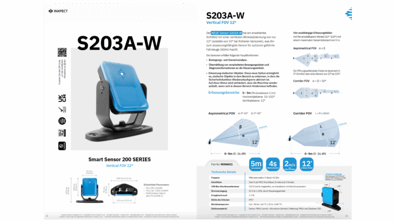 Der Radarsensor S203A-W mit erweitertem Sichtfeld