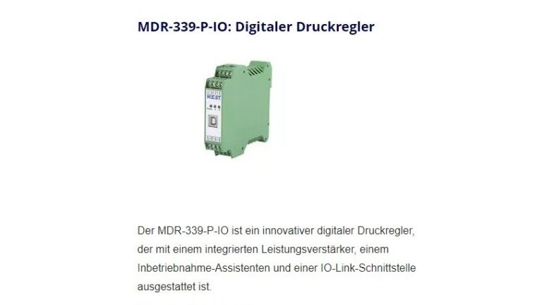 Digital pressure controller with integrated power amplifier, commissioning wizard and IO-Link interface