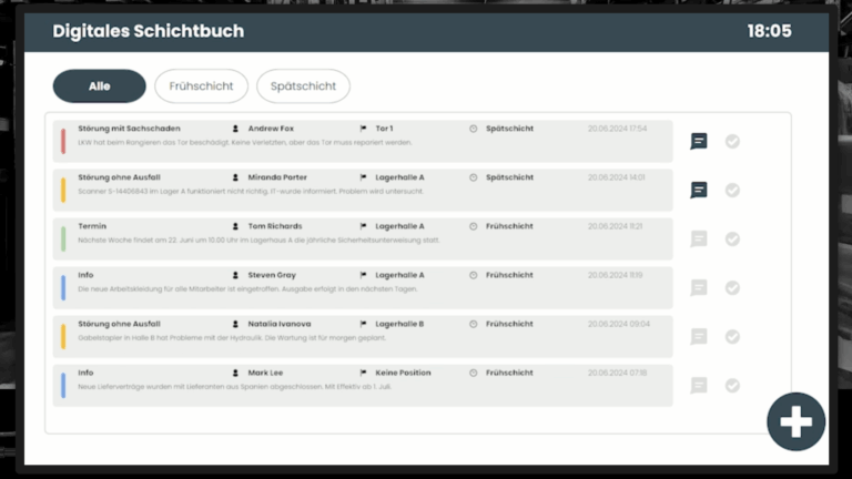 Digitales Schichtbuch / Schichtübergabe