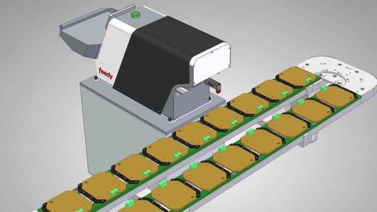 feedy combined with Paromat transfer system – for assembly lines and injection molding automation