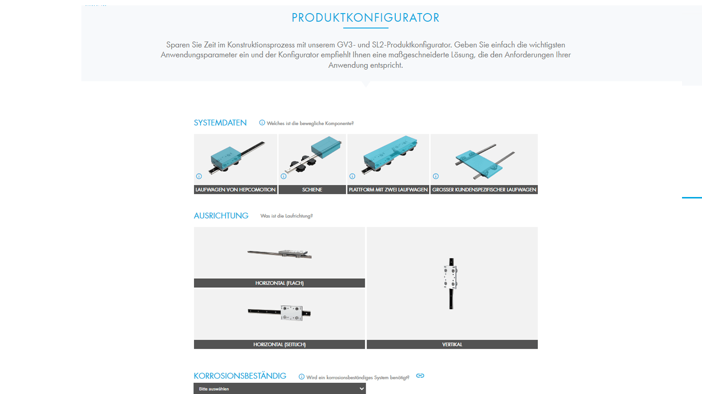 Produktkonfigurator für GV3 & SL2