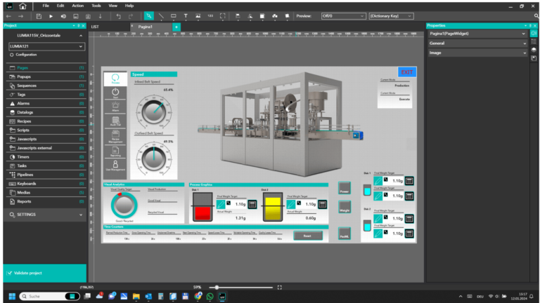 Eigene SCADA Software KREO für Erstellung von Visualisierungen für ESA HMI und ESA IPC