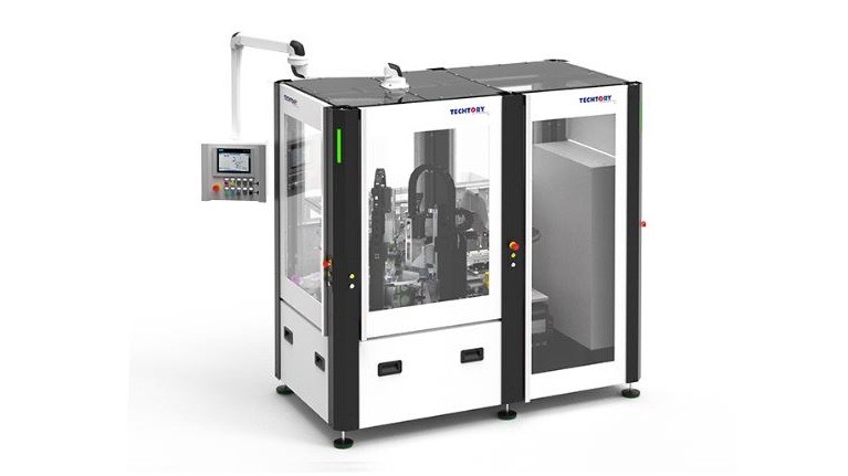 machining cell &ndash; deburring, brushing, embossing and packing station for T-nuts