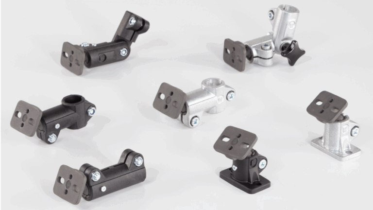 Rohrverbinder mit Kugelgelenk aus Aluminium und Kunststoff