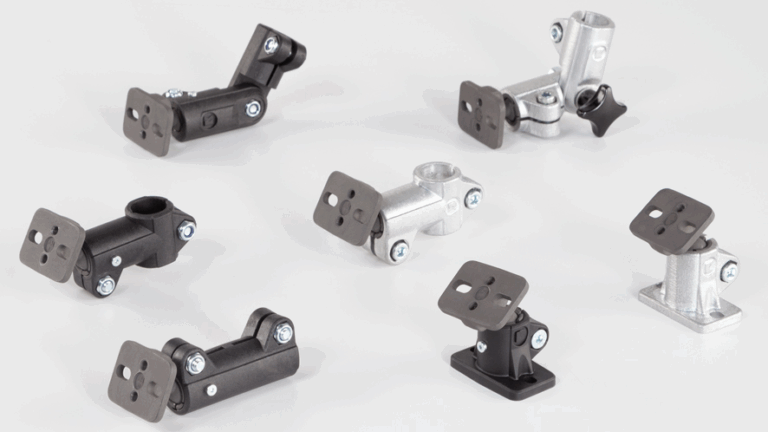 Tube connectors with ball joint made of aluminum and plastic