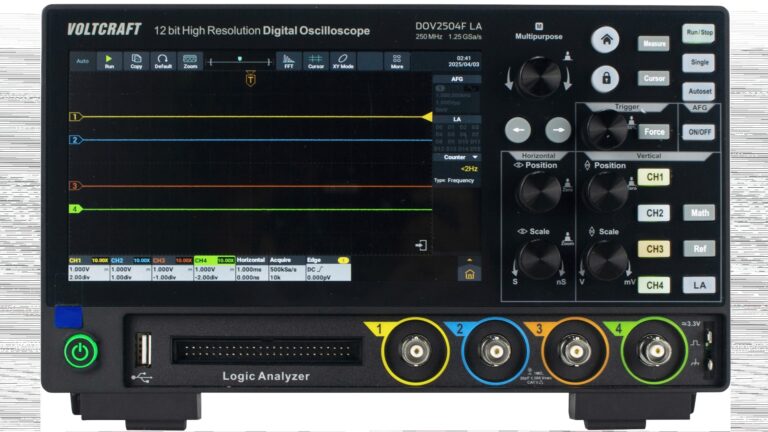 VOLTCRAFT DOV2504F LA Digital-Oszilloskop 250 MHz 4-Kanal 1.25 GSa/s 100 Mpts 12 Bit Digital-Speicher (DSO)