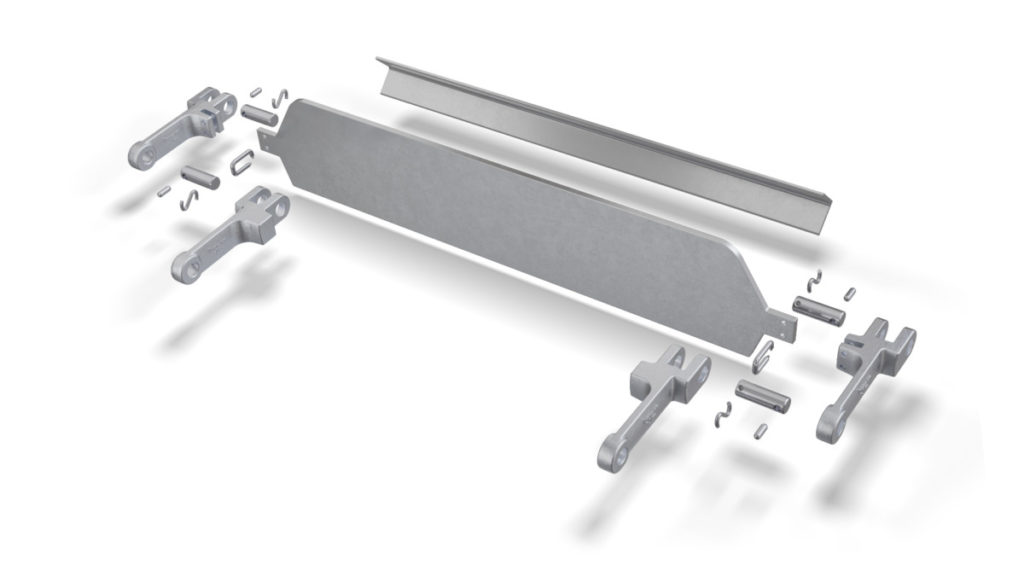 Double-strand fork link chain with carrier