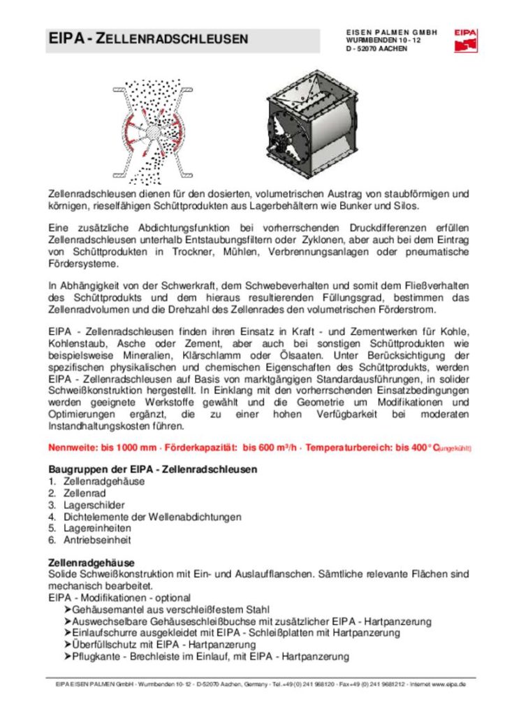 EIPA-Zellenradschleusen