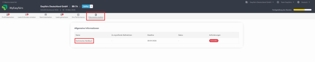 My Easyfairs Document Section